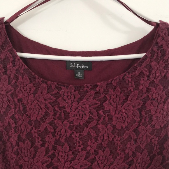 S.L. Fashions Sleeveless Burgundy Maxi dress - Picture 3 of 10